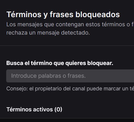 bloquear términos y frases en twitch