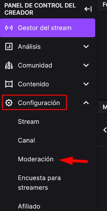 configfuración moderación Twitch