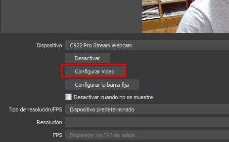 configurar video de webcam obs