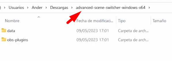 advanced scene switcher carpeta contenido